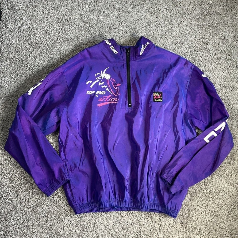 Surf Style Mens Windbreaker Jacket Mens M Purple Chameleon Made in USA 90s